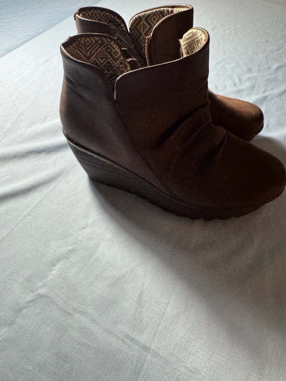 Skechers Parallel Ankle Wedge Booties SN 48554 Size 7.5 Brown Chocolate